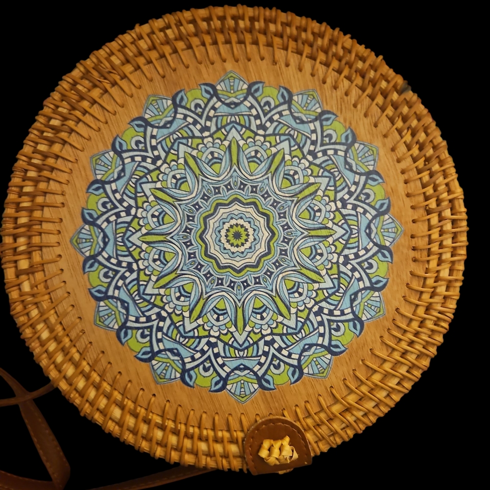 Boho Woven Bag with Blue Mandala
